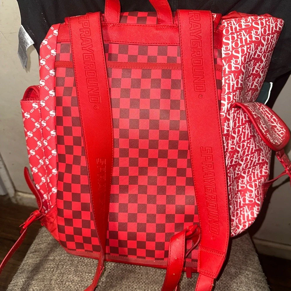 Sprayground Red Checkered Backpack - Picture 3 of 4